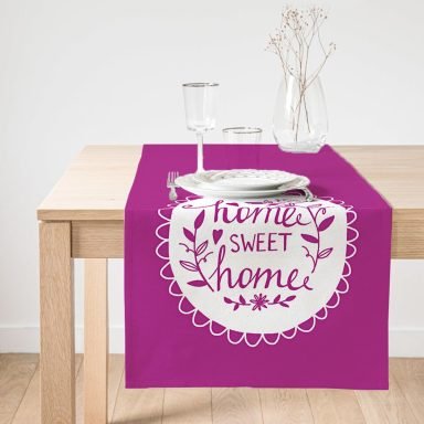 Realhomes Home Sweet Home Dijital Baskılı Dekoratif Süet Runner