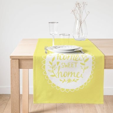 Realhomes Home Sweet Home Dijital Baskılı Dekoratif Süet Runner