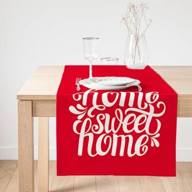 Realhomes Home Sweet Home Dijital Baskılı Dekoratif Süet Runner