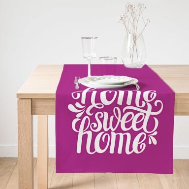 Realhomes Home Sweet Home Dijital Baskılı Dekoratif Süet Runner