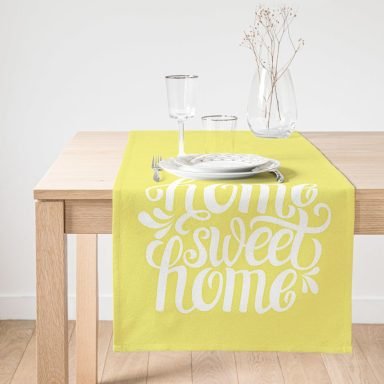 Realhomes Home Sweet Home Dijital Baskılı Dekoratif Süet Runner