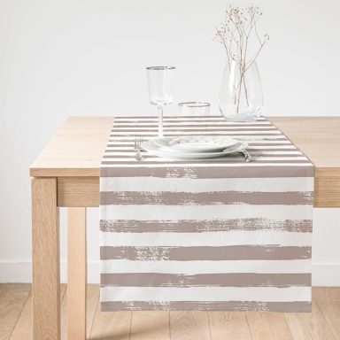 Realhomes Vizon Çizgili Motifli Dekoratif Modern Süet Runner