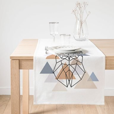 Realhomes Geometrik Çizimlerden Oluşan Baykuş Motifli Özel Tasarım Süet Runner