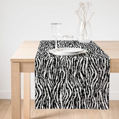 Realhomes Zebra Desenli Özel Tasarım Dekoratif Süet Runner