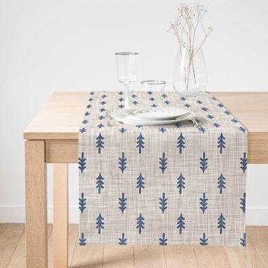 Realhomes Kot Zemin Üzerinde Çam Ağacı Motifli Süet Runner