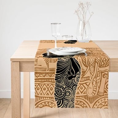 Realhomes Etnik Desen Zeminli Afrika Kadın Motifli Dekoratif Süet Runner