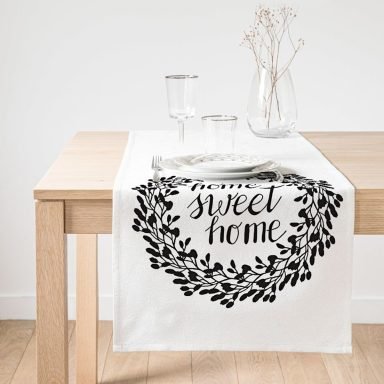 Realhomes Home Sweet Home Dijital Baskılı Dekoratif Süet Runner