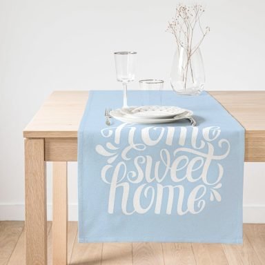 Realhomes Home Sweet Home Dijital Baskılı Süet Runner