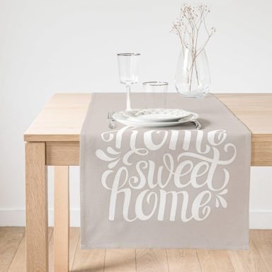 Realhomes Home Sweet Home Dijital Baskılı Süet Runner