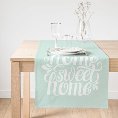 Realhomes Home Sweet Home Dijital Baskılı Süet Runner