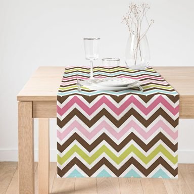 Realhomes Modern Zigzag Dijital Baskılı Süet Runner