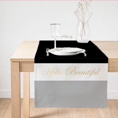 Hello Beautiful Siyah & Beyaz  Dijital Baskılı Modern Süet Runner