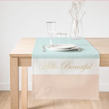 Hello Beautiful Mint Yeşili & Ten Rengi  Dijital Baskılı Modern Süet Runner