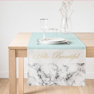 Hello Beautiful Mint Yeşili & Mermer  Dijital Baskılı Modern Süet Runner