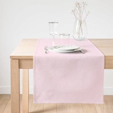 Realhomes Düz Açık Pembe Renkli Dijital Baskılı Süet Runner