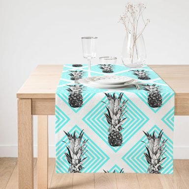 RealHomes Dijital Baskılı Ananas Desenli Süet Runner