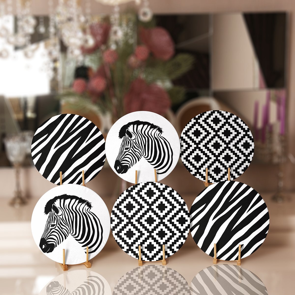 Supla6li-Set53-6li-Siyah-Beyaz-Zebra-Desen-Tasarimli-Servis-Altligi-Supla