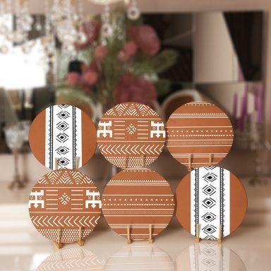 6'lı Kahverenkli İskandinav Deseni Özel Tasarım Servis Altlığı & Supla