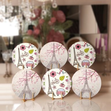 6'lı Eyfel Kulesi Temalı Servis Altlığı & Supla