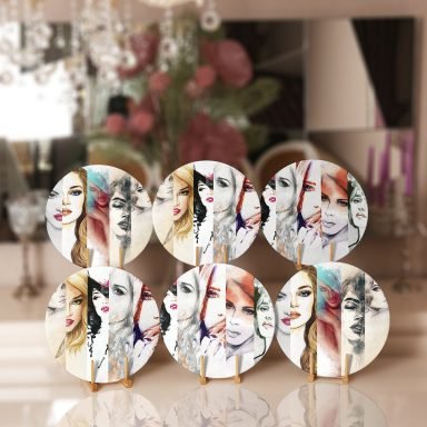 6'lı Kadın Figürlü Özel Tasarım Servis Altlığı & Supla