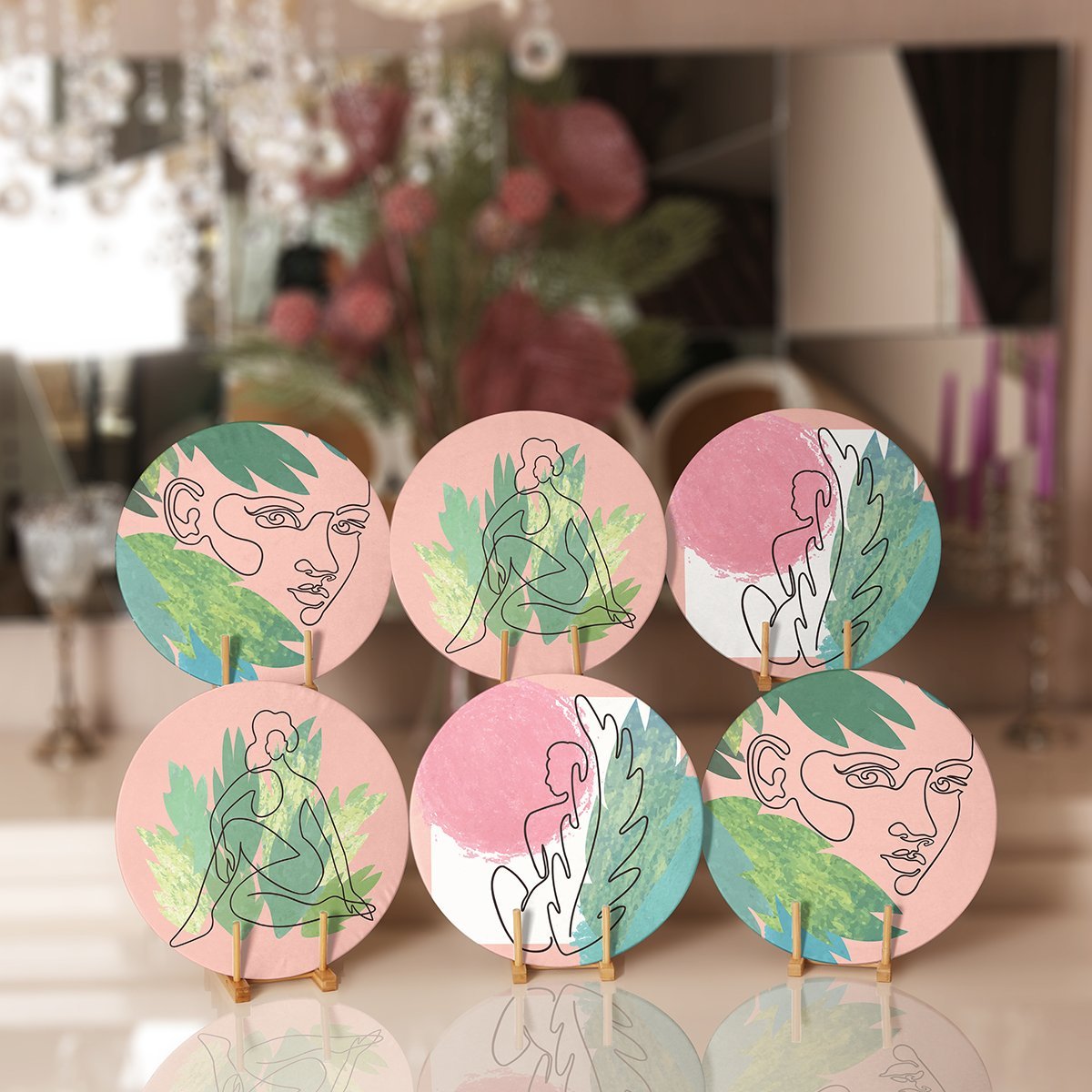 Supla6li-Set96-6li-Tropik-Yaprak-Onedraw-Cizimli-Ozel-Tasarim-Servis-Altligi-Supla