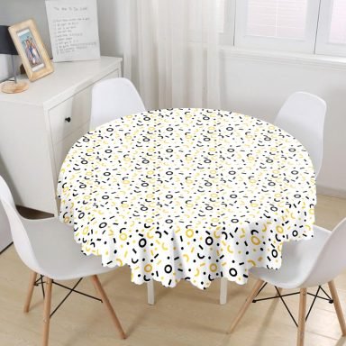 Geometrik Motifli Dijital Baskılı Yuvarlak Masa Örtüsü - Çap 140cm