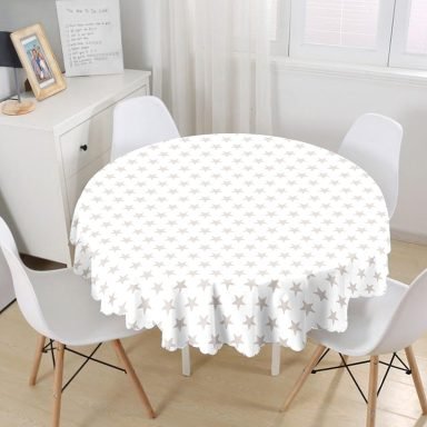 Açık Gri Yıldız Modern Yuvarlak Masa Örtüsü - Çap 140cm