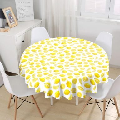 Limon Desenli 3D Dijital Baskılı Yuvarlak Masa Örtüsü - Çap 140cm