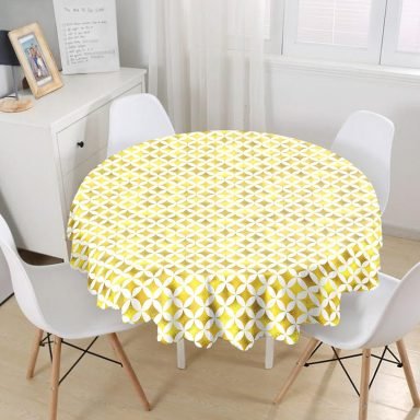 Geometrik Altın Renkte Desenler Modern Yuvarlak Masa Örtüsü - Çap 140cm