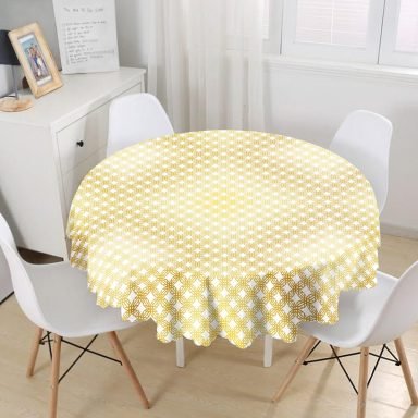 Geometrik Sanat Altın Detaylı Özel Tasarım Modern Yuvarlak Masa Örtüsü - Çap 140cm