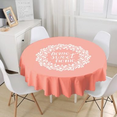 Home Sweet Home Dijital Baskılı Yuvarlak Masa Örtüsü - Çap 140cm