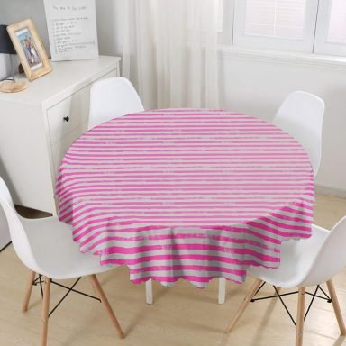 Çizgi Kolaj Motifli Modern Yuvarlak Masa Örtüsü - Çap 140cm