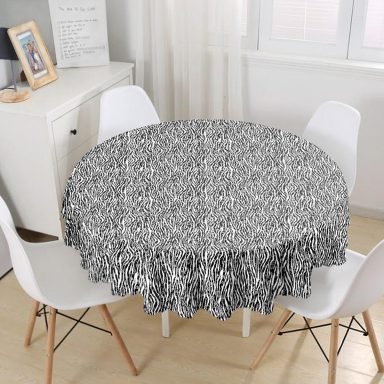 Zebra Desenli Özel Tasarım Yuvarlak Masa Örtüsü - Çap 140cm