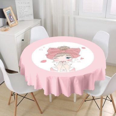 Fashion Girl Dijital Baskılı Modern Yuvarlak Masa Örtüsü - Çap 140cm