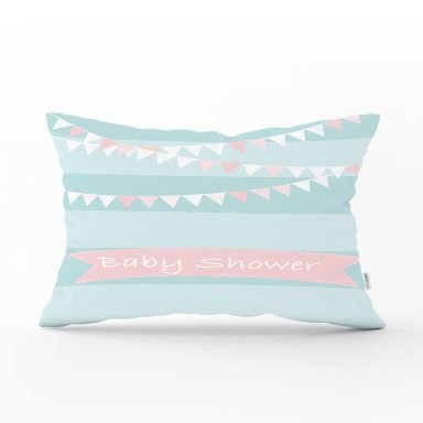 Yeşil Çizgili Baby Shower Temalı Çocuk Odası Dikdörtgen Yastık Kırlent Kılıfı