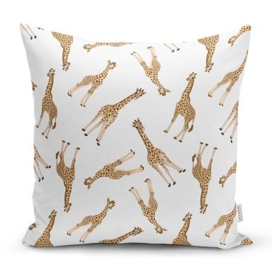 Realhomes Zürafa Motifli Özel Tasarım Dijital Baskılı Modern Yastık Kırlent Kılıfı