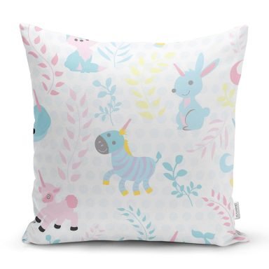 Unicorn Motifli Dijital Baskılı Özel Tasarım Modern Yastık Kırlent Kılıfı