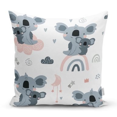 Sevimli Kolalar Dijital Baskılı Özel Tasarım Modern Yastık Kırlent Kılıfı