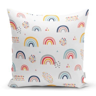 Gökkuşağı Tasarımlı Dijital Baskılı Özel Tasarım Modern Yastık Kırlent Kılıfı
