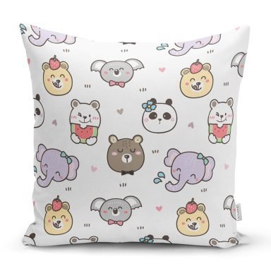 Sevimli Hayvan Motifli Dijital Baskılı Özel Tasarım Modern Yastık Kırlent Kılıfı