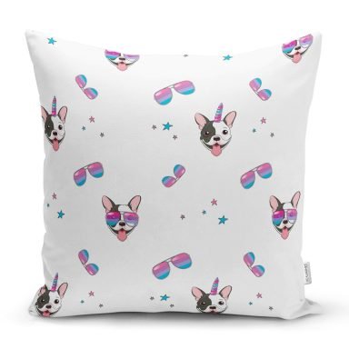 Sevimli Köpek Motifli Dijital Baskılı Özel Tasarım Modern Yastık Kırlent Kılıfı