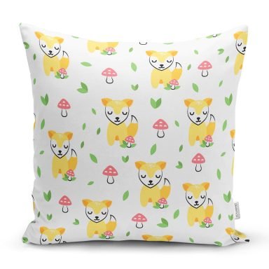 Uyuyan Köpek Desenli Dijital Baskılı Özel Tasarım Modern Yastık Kırlent Kılıfı