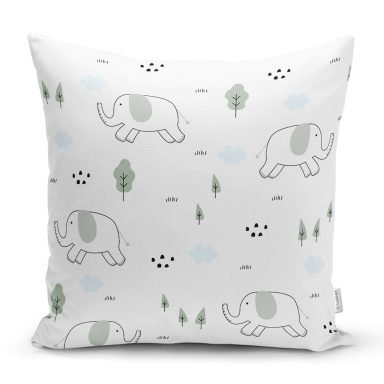 Çocuk Odası Fil Motifli Dijital Baskılı Özel Tasarım Modern Yastık Kırlent Kılıfı