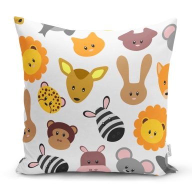 Çocuk Odası Sevimli Hayvanlar Desenli Dijital Baskılı Özel Tasarım Modern Yastık Kırlent Kılıfı