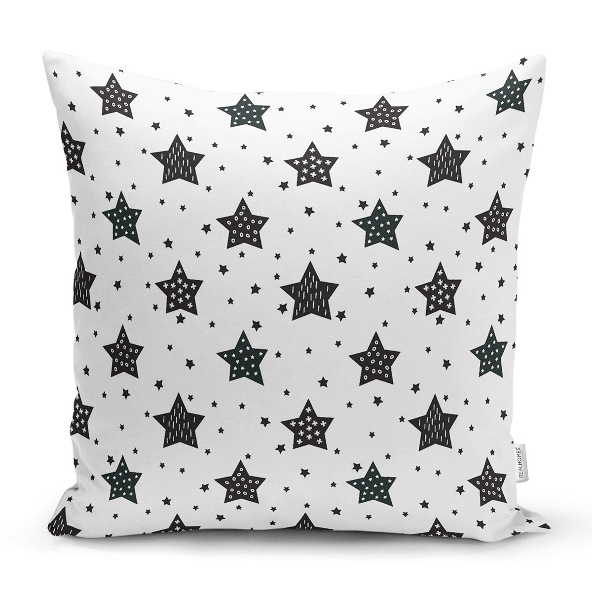 Rh-K1353-Beyaz-Zemin-Siyah-Yildiz-Motifli-Dijital-Baskili-Ozel-Tasarim-Modern-Yastik-Kirlent-Kilifi