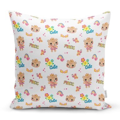 Sevimli Ayıcık Desenli Dijital Baskılı Özel Tasarım Modern Yastık Kırlent Kılıfı