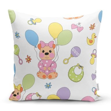 Uçan Balonlu Köpek Tasarımlı Dijital Baskılı Özel Tasarım Modern Yastık Kırlent Kılıfı