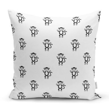 Sevimli Maymun Desenli Dijital Baskılı Özel Tasarım Modern Yastık Kırlent Kılıfı