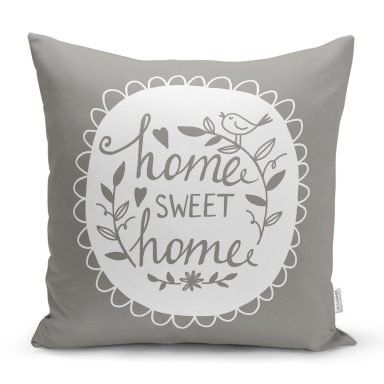 Home Sweet Home Dijital Baskılı Dekoratif Yastık Kırlent Kılıfı