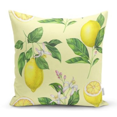 Özel Tasarım Limon Desenli Modern Dijital Baskılı Yastık Kırlent Kılıfı